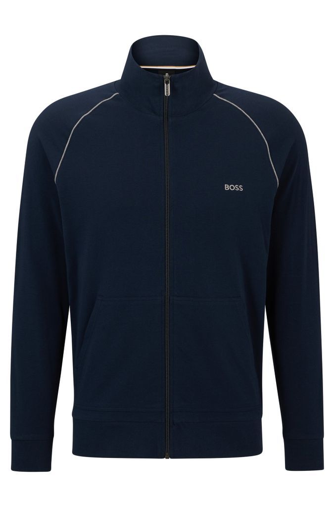 Stretch-cotton zip-up jacket with logo detail