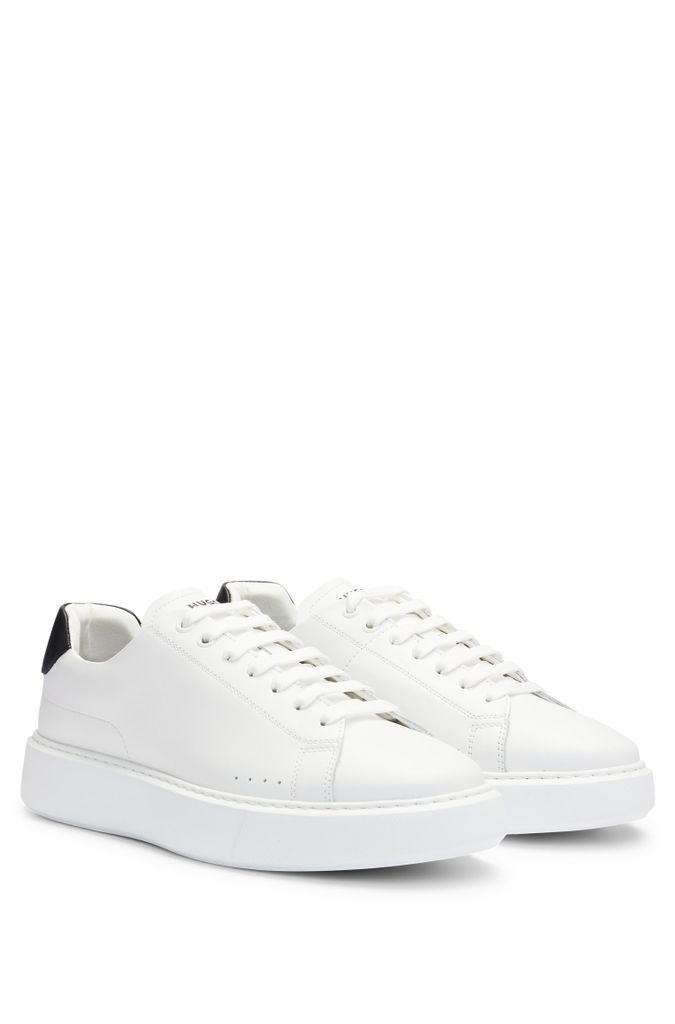 Leather lace-up trainers with contrast branded backtab