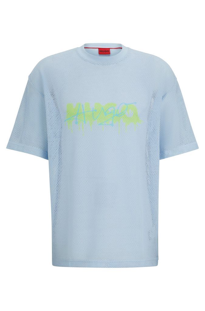 Mesh oversized-fit T-shirt with new-season logo