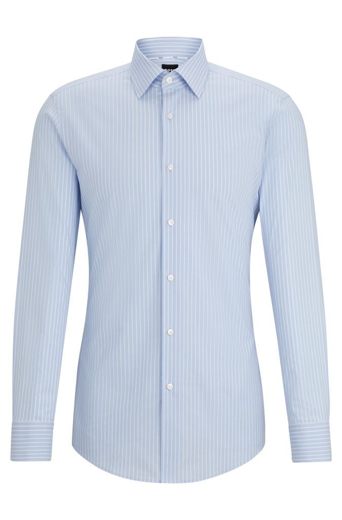 Slim-fit shirt in striped easy-iron stretch cotton
