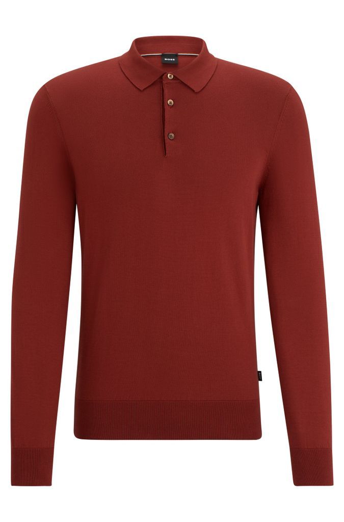 Cotton-jersey regular-fit sweater with polo collar
