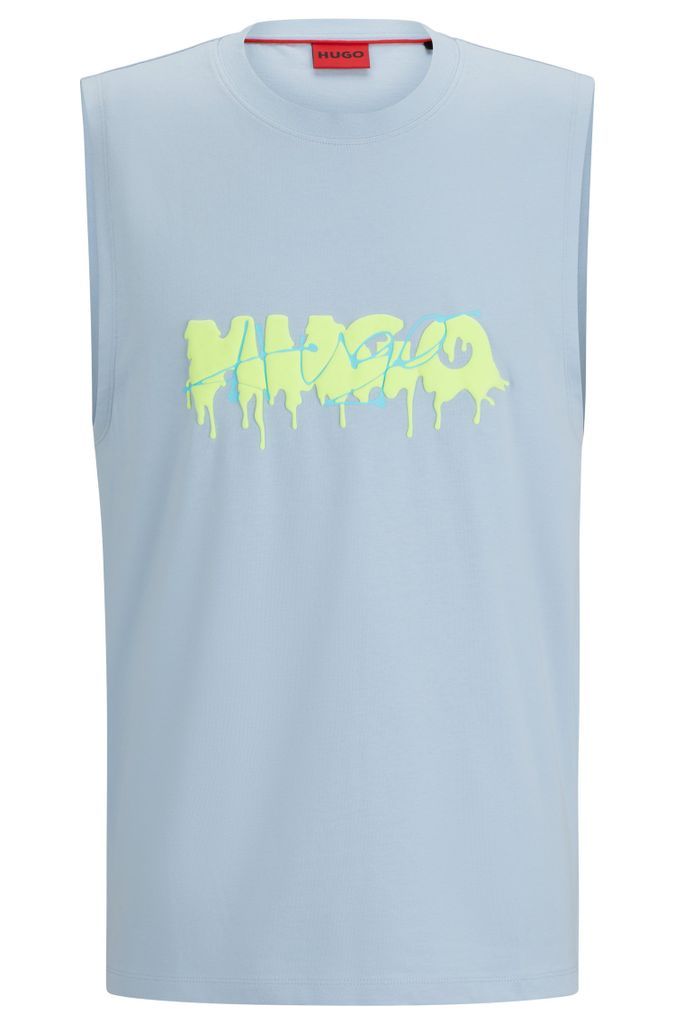 Cotton-jersey sleeveless T-shirt with seasonal logo