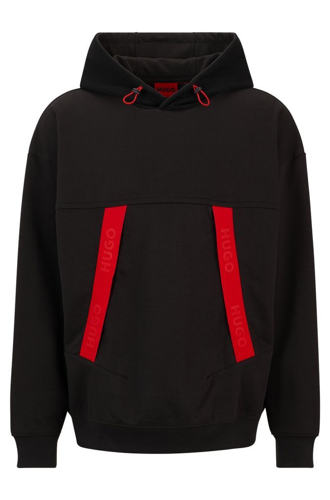 Oversized-fit hoodie with red logo tape