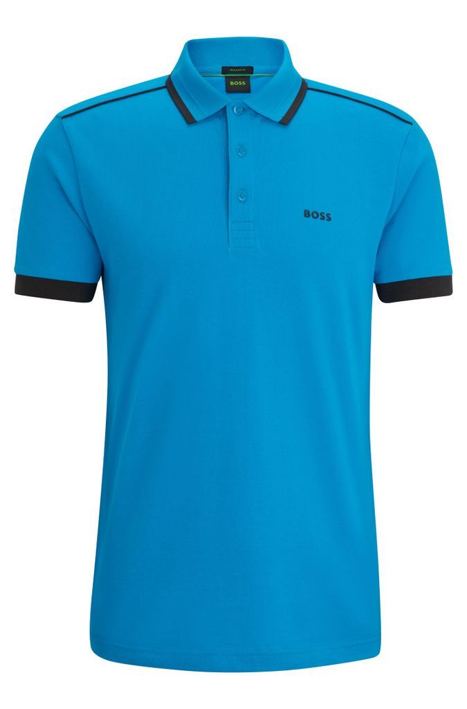 Cotton-piqué polo shirt with contrast stripes and logo