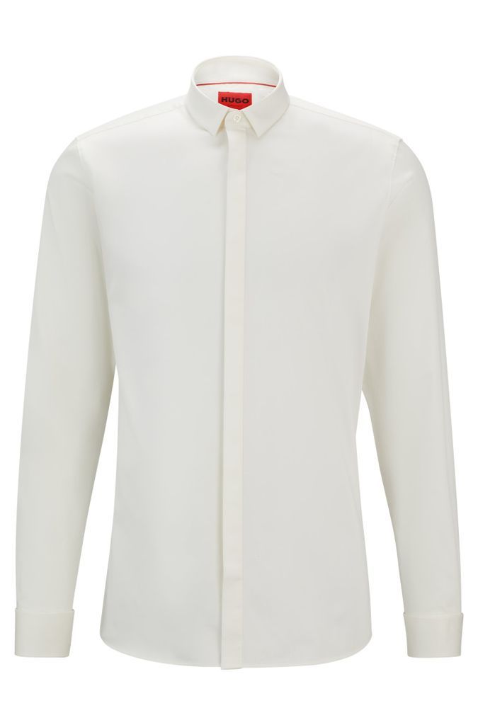 Extra-slim-fit dress shirt in stretch-cotton satin