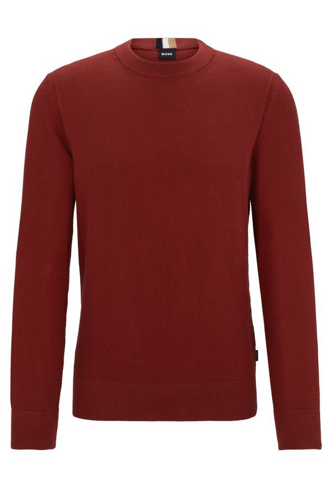 Micro-structured crew-neck sweater in cotton