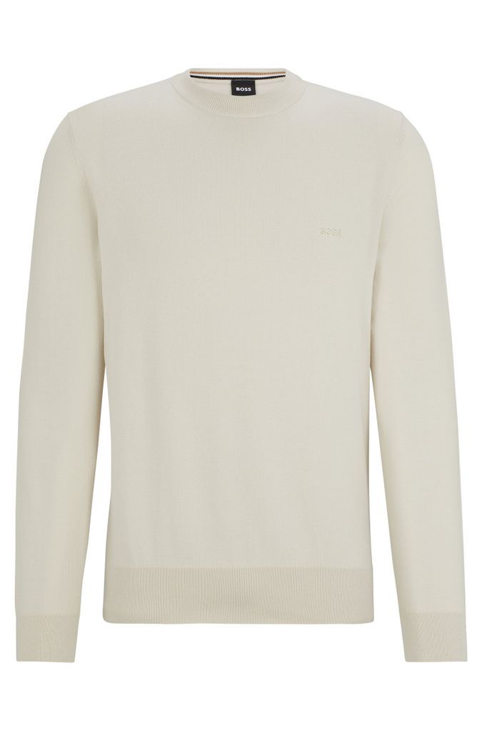 Crew-neck sweater in cotton with embroidered logo