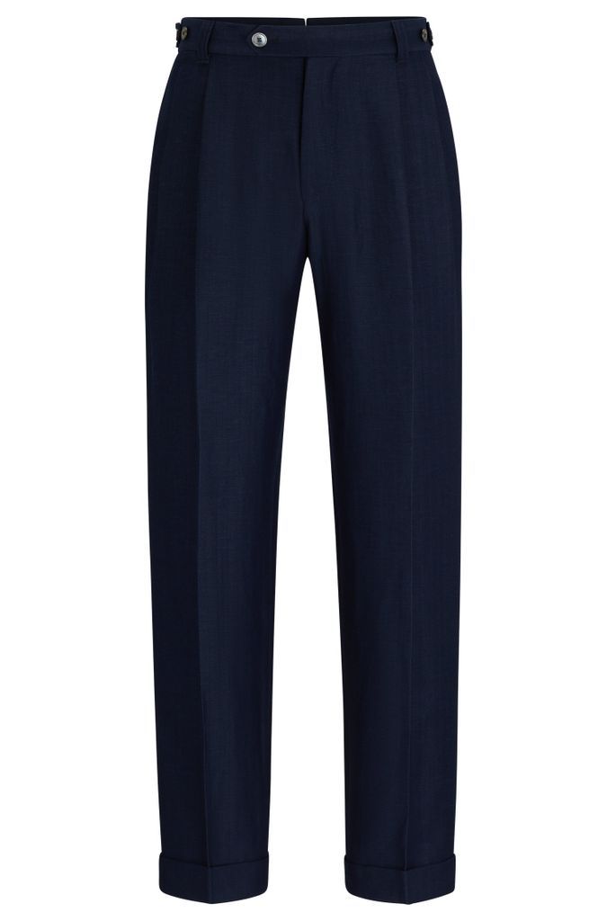Relaxed-fit trousers in herringbone virgin wool and linen
