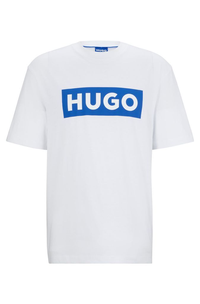 Cotton-jersey T-shirt with blue logo