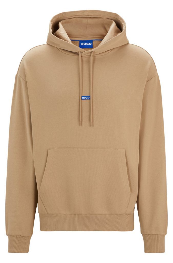 Cotton-terry hoodie with blue logo label