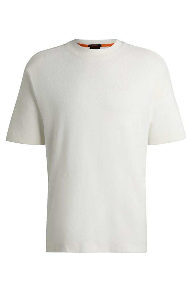 Cotton-towelling relaxed-fit T-shirt with logo detail