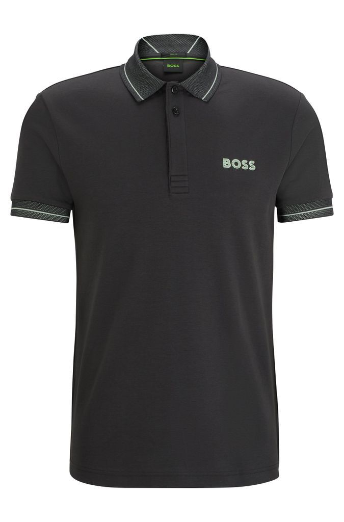 Interlock-cotton slim-fit polo shirt with mesh logo