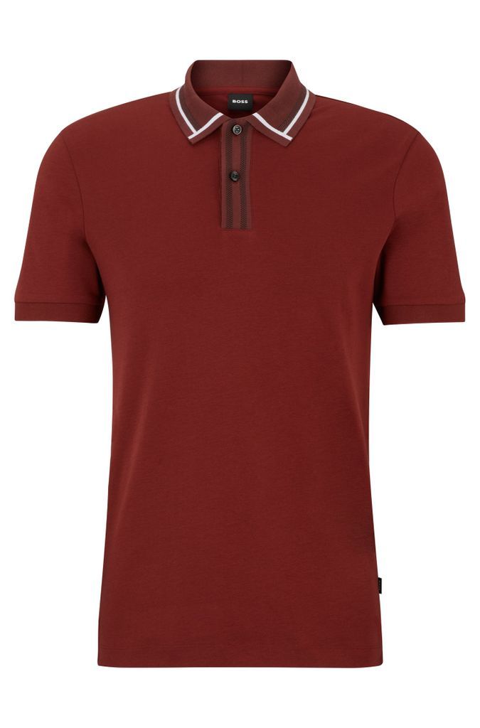 Mercerised-cotton slim-fit polo shirt with contrast stripes