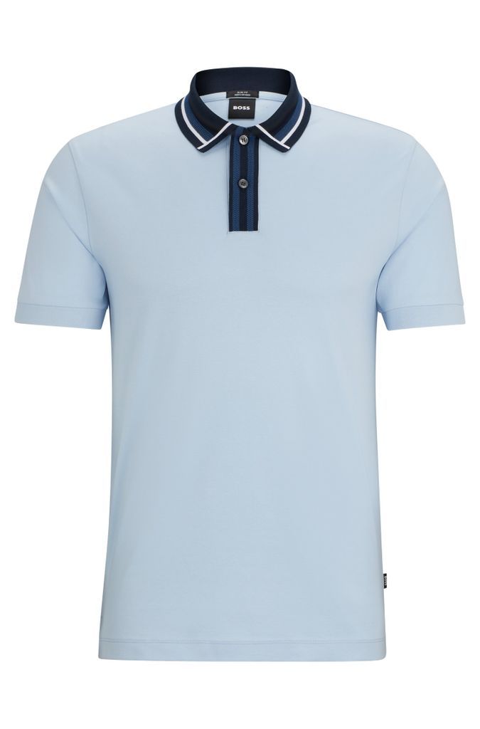 Mercerised-cotton slim-fit polo shirt with contrast stripes
