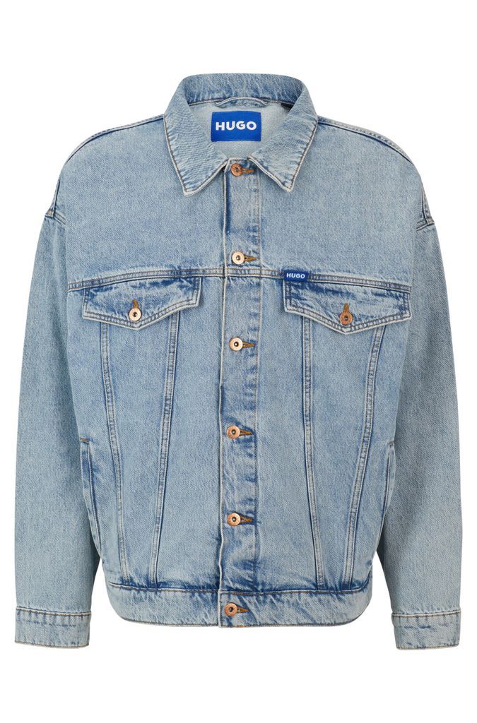 Relaxed-fit jacket in blue heavy-wash denim