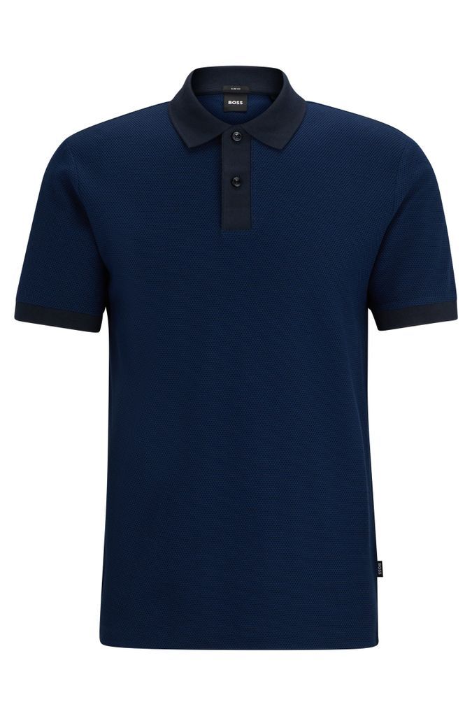 Slim-fit polo shirt in two-tone mercerised cotton