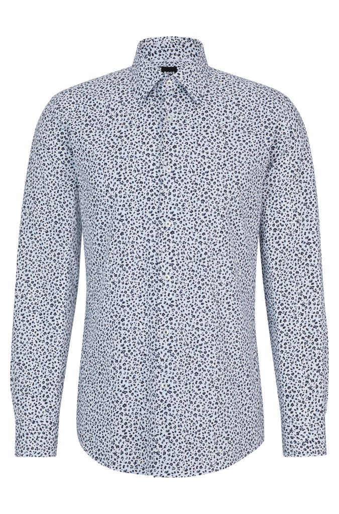 Slim-fit shirt in floral-print stretch-cotton poplin