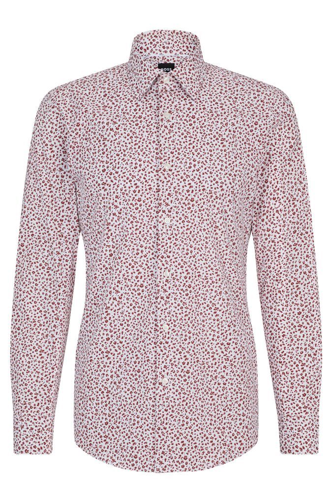 Slim-fit shirt in floral-print stretch-cotton poplin