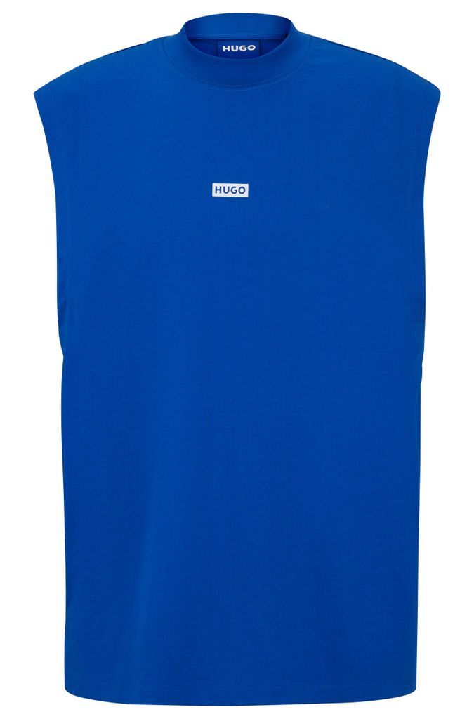 Cotton-jersey sleeveless T-shirt with logo prints
