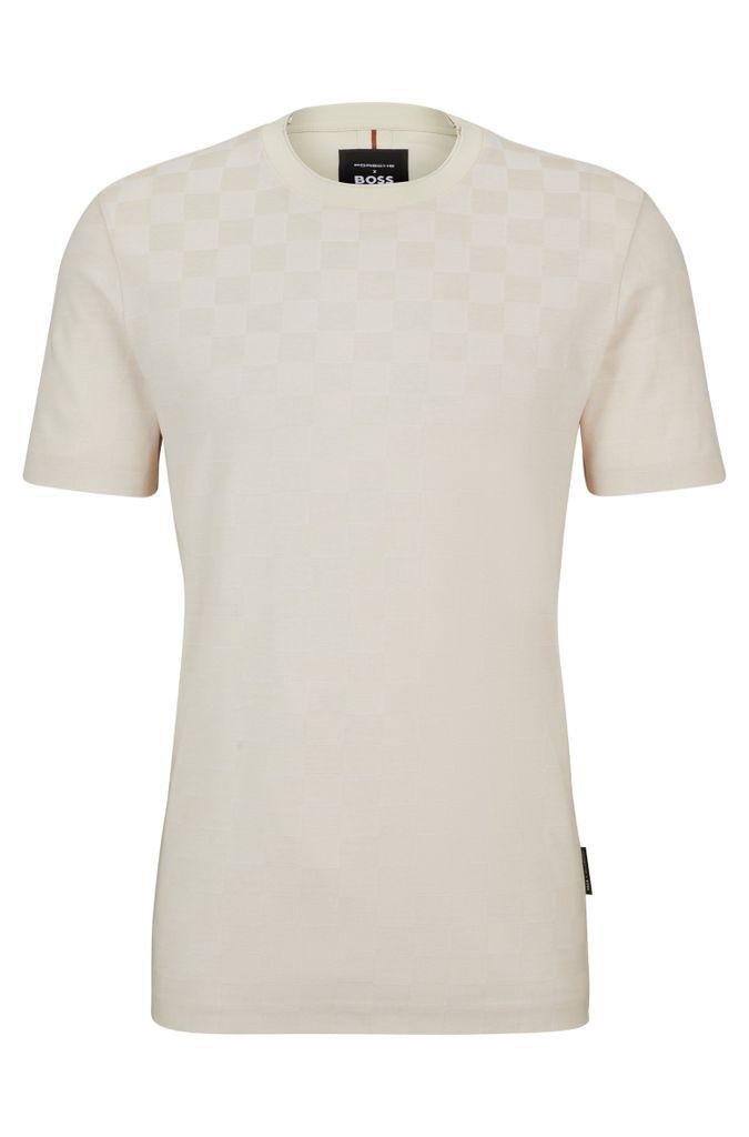 Porsche x BOSS mercerised-cotton T-shirt with check jacquard