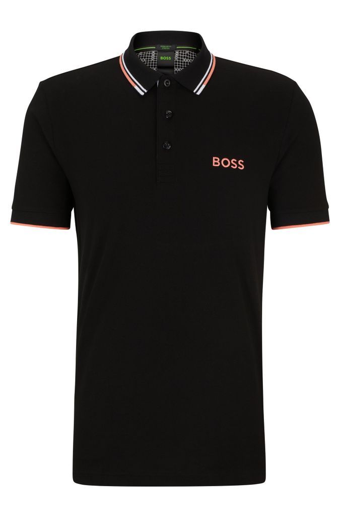 Cotton-blend polo shirt with contrast logos