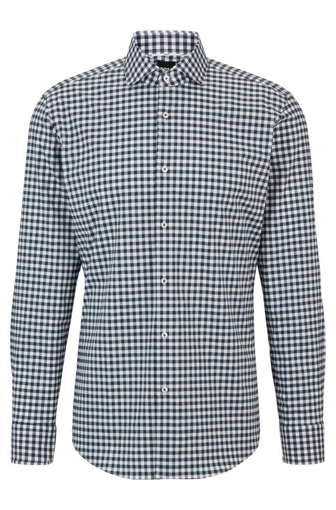 Regular-fit shirt in easy-iron checked cotton poplin