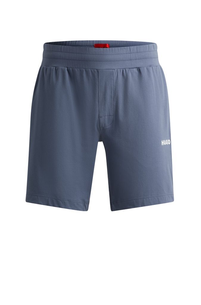 Stretch-cotton shorts with contrast logo and drawstring