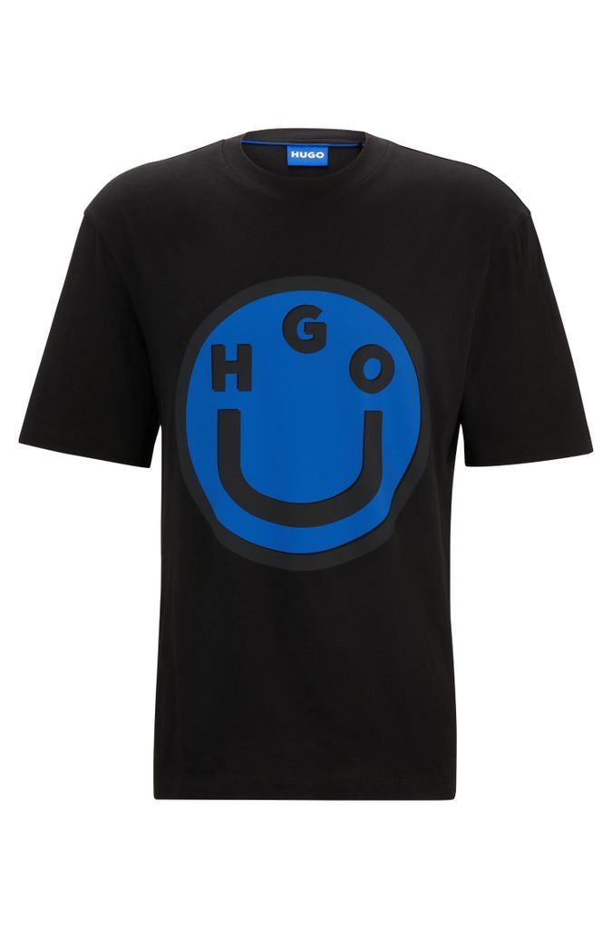 Cotton-jersey T-shirt with happy logo artwork