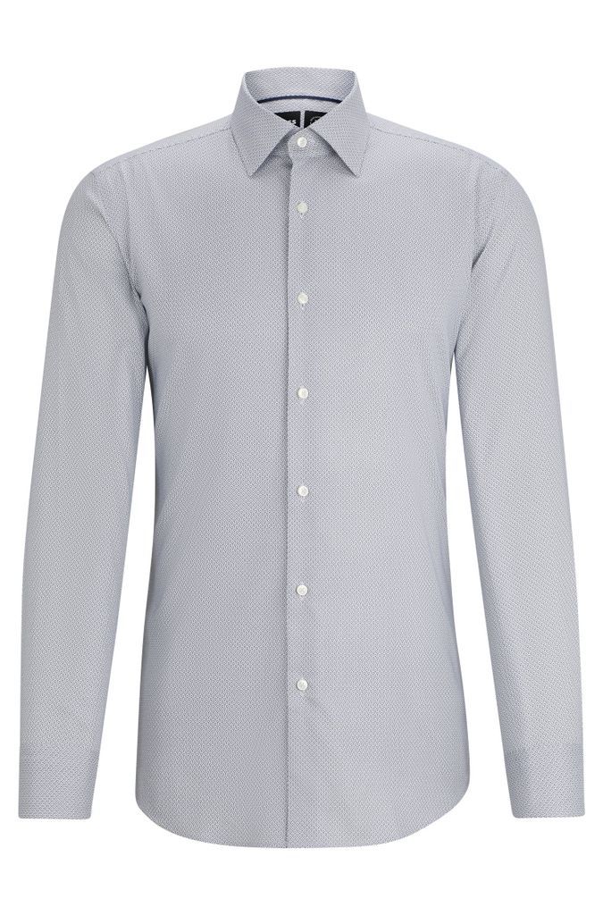 Slim-fit shirt in printed performance-stretch twill