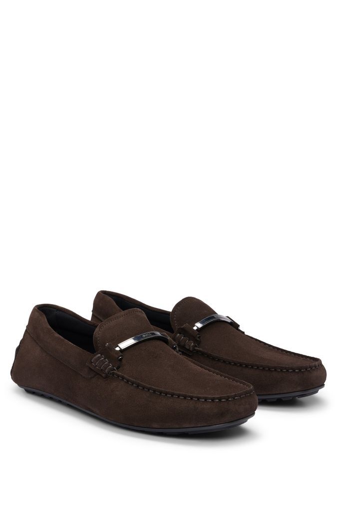 Suede moccasins with branded hardware and full lining