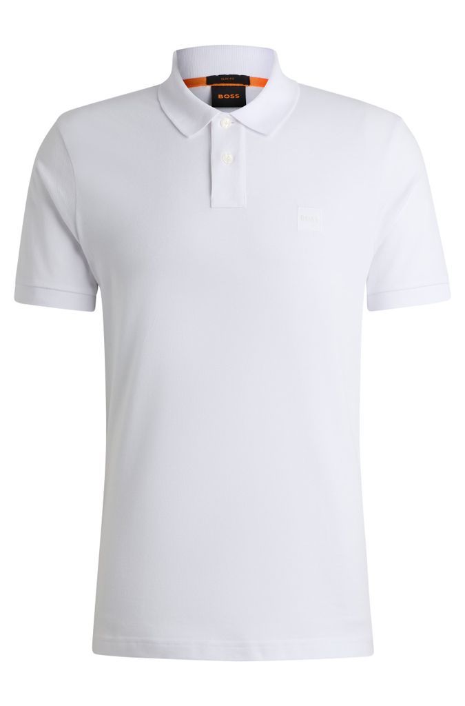Stretch-cotton slim-fit polo shirt with logo patch