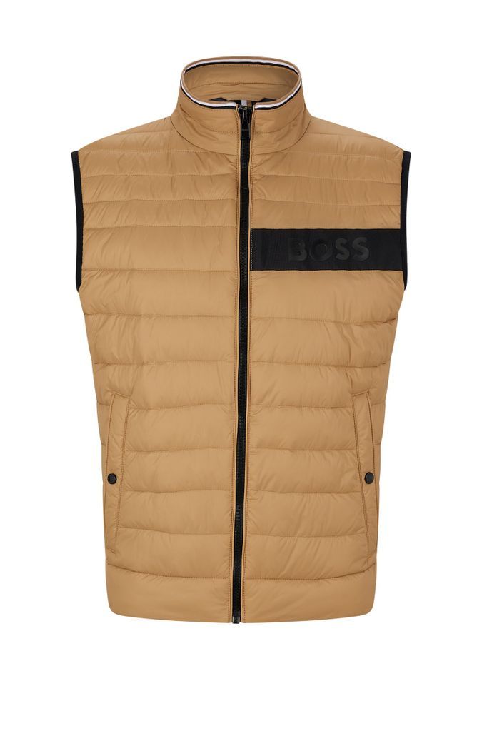 Water-repellent gilet with 3D-logo tape