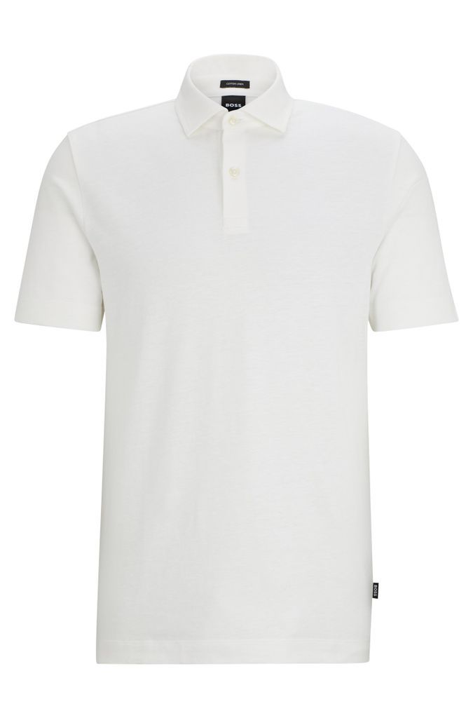 Regular-fit polo shirt in cotton and linen