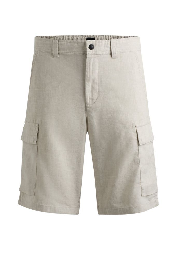 Regular-fit cargo shorts in a linen blend