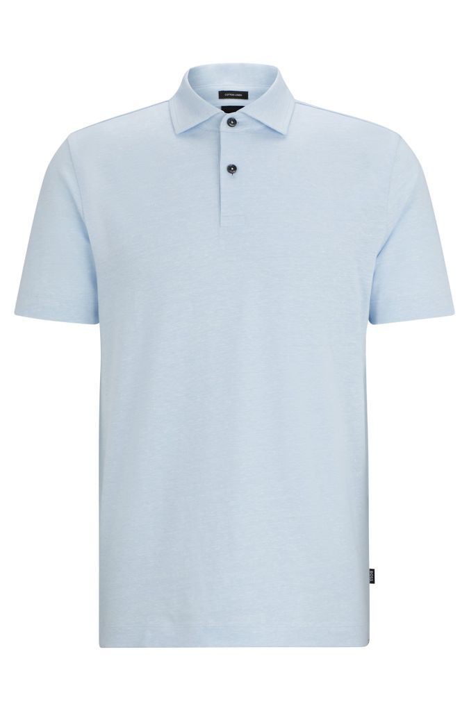 Regular-fit polo shirt in cotton and linen