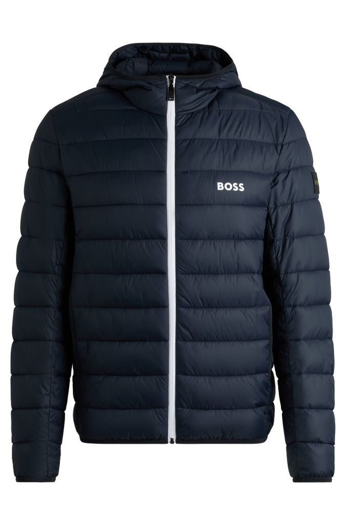 Water-repellent puffer jacket with branded trims