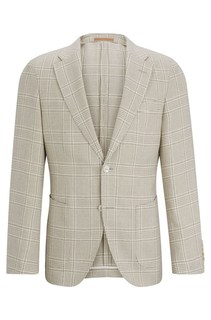 Slim-fit jacket in checked wool, linen and silk
