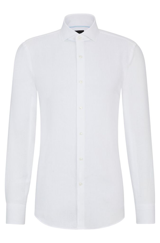 Slim-fit shirt in linen with spread collar