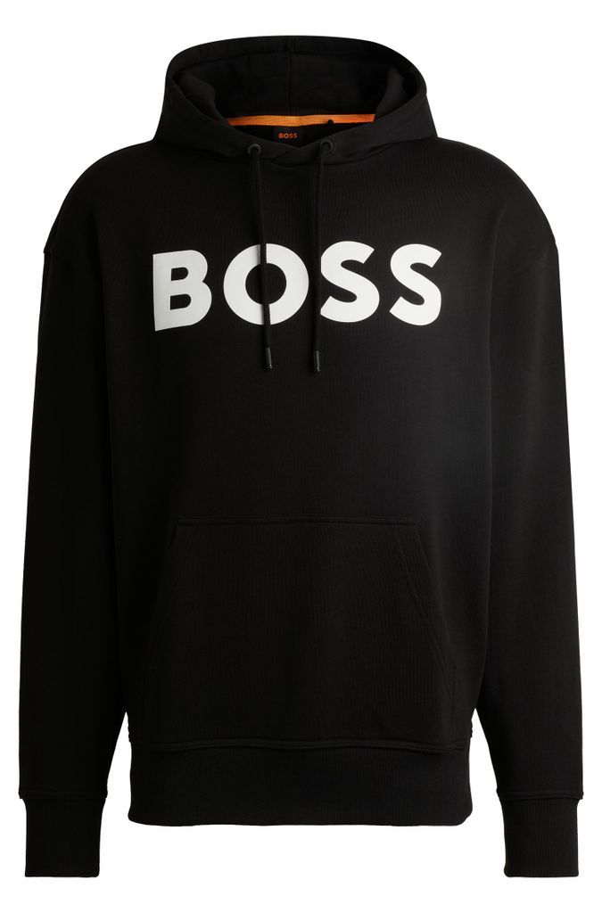 Cotton-terry hoodie with rubber-print logo