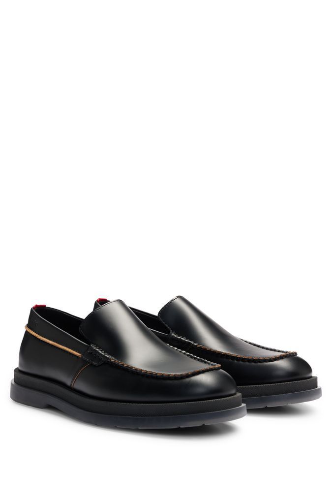 Leather loafers with translucent rubber sole