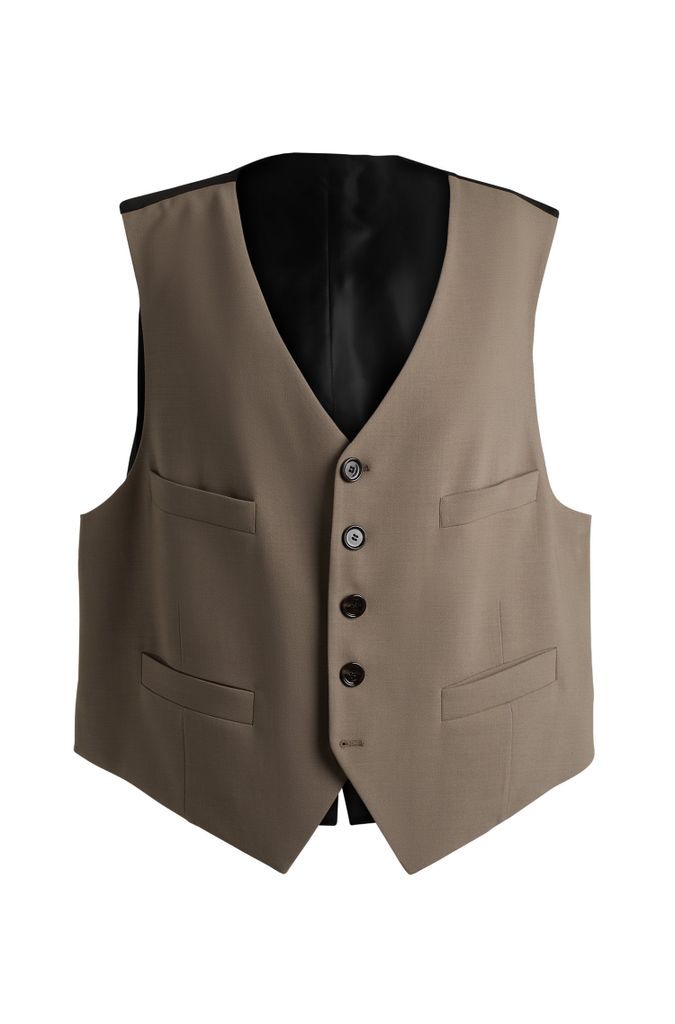 Five-button waistcoat in stretch wool and adjustable strap