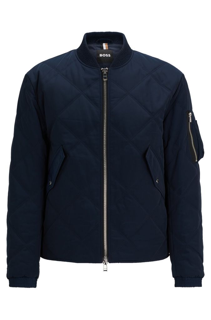 Quilted regular-fit jacket with branded sleeve pocket