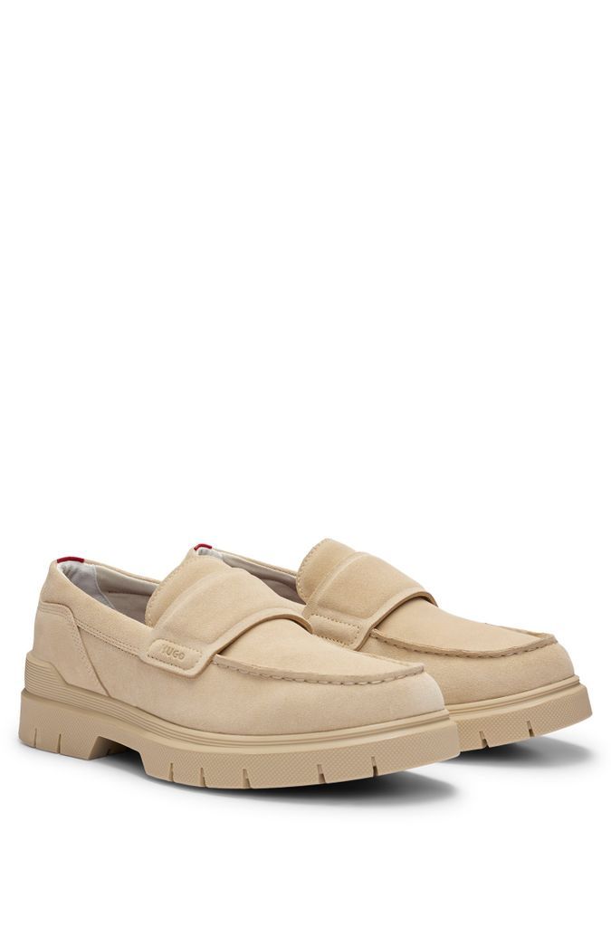 Suede moccasins with chunky split-logo sole