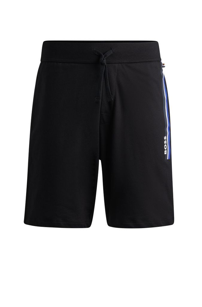 Drawstring shorts in French terry with stripes and logo