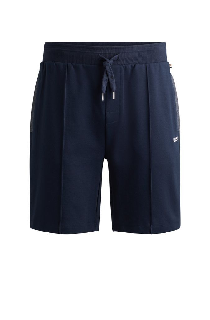 Drawstring shorts in cotton-blend piqué with embroidered logo