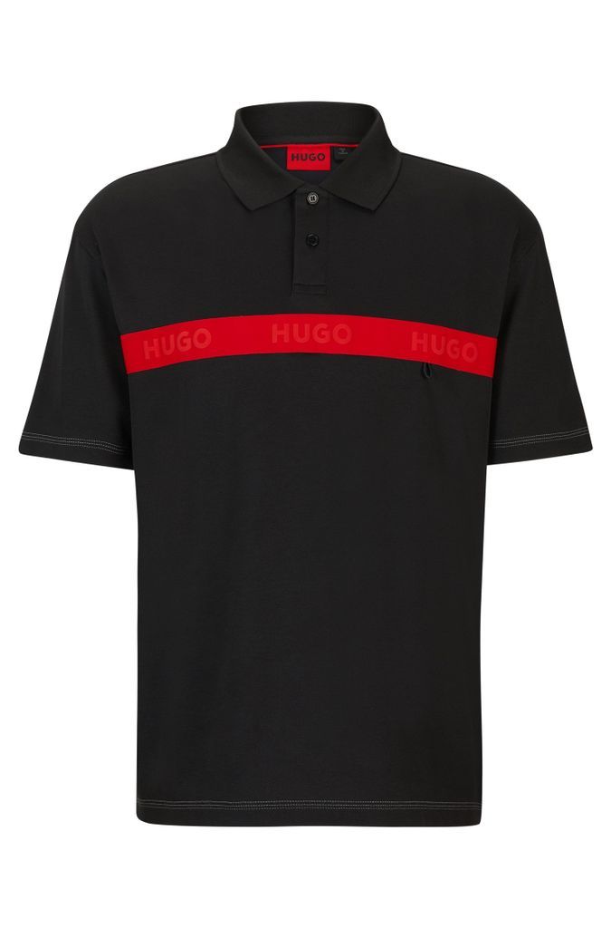 Cotton-blend polo shirt with red logo tape