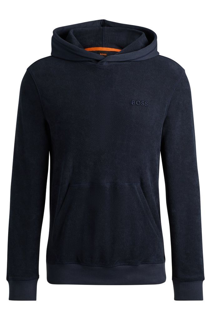 Cotton-towelling relaxed-fit hoodie with logo detail