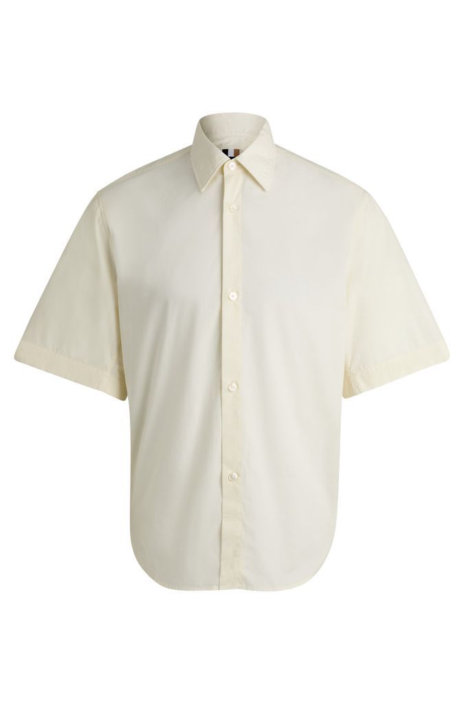 Regular-fit shirt in paper-touch cotton poplin