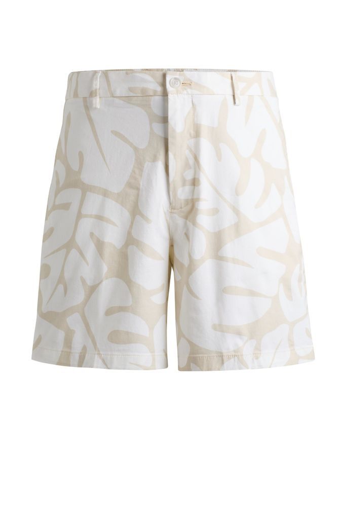 Regular-fit shorts in printed stretch-cotton twill