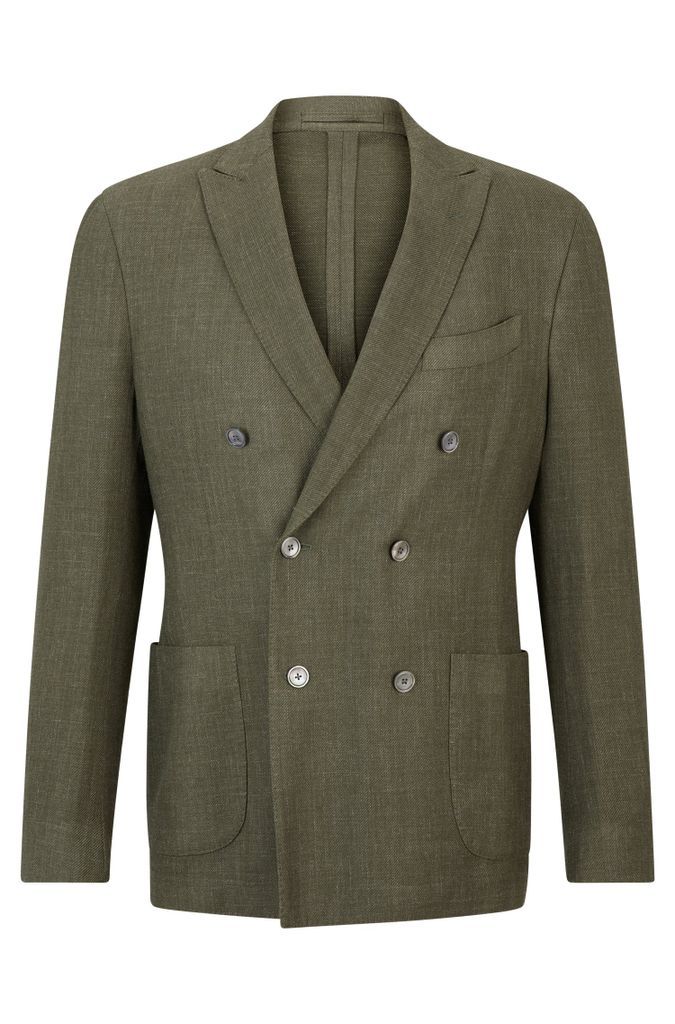 Slim-fit jacket in wool, silk and linen